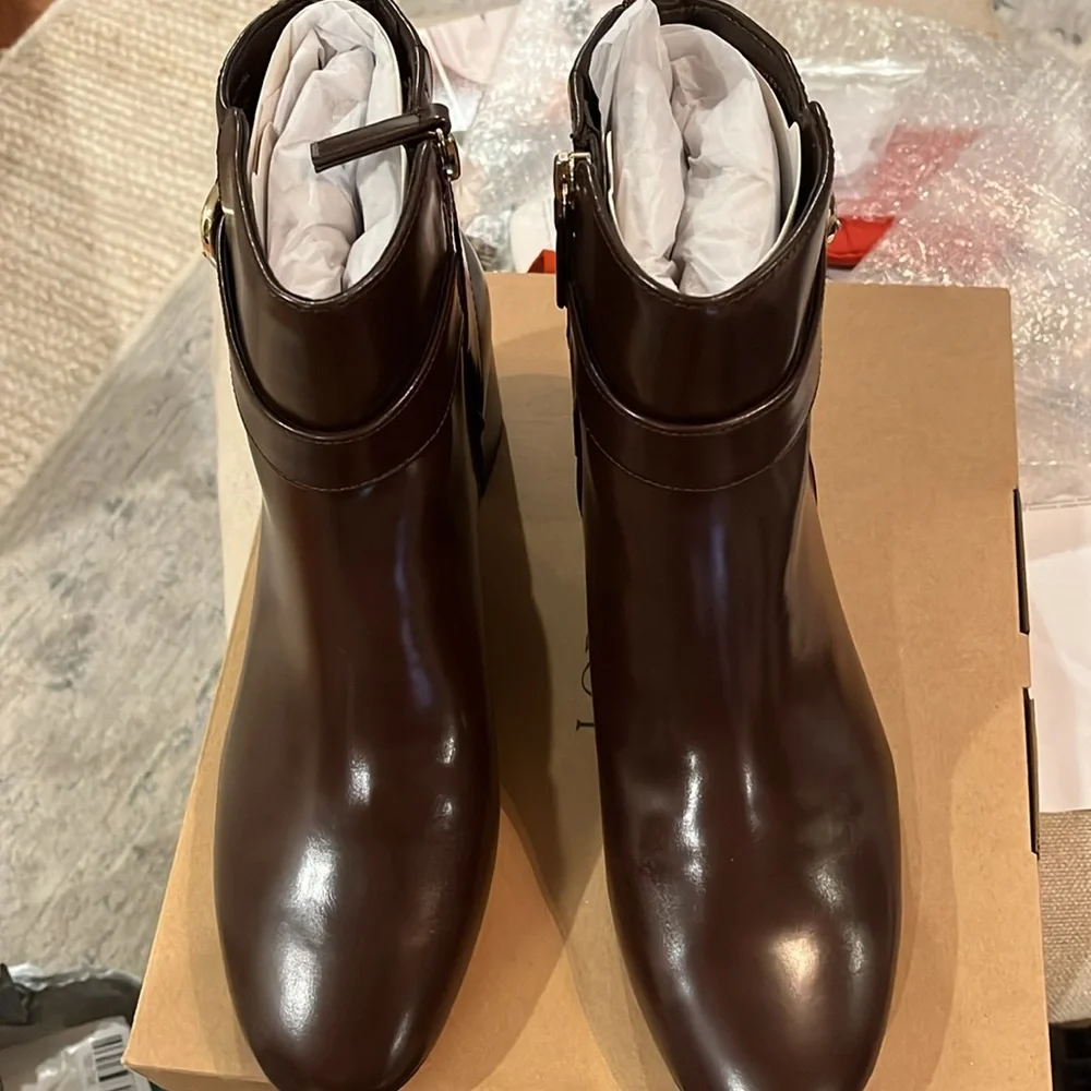J. Crew Rustic Brown Heeled Buckle Boots/NIB/10M